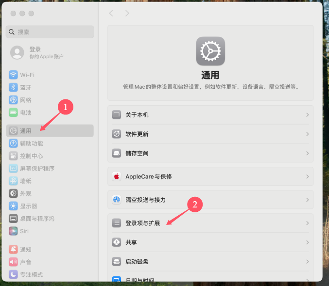 通用登录项